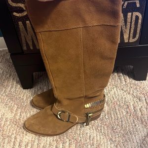 Tall tan suede boots
